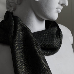 Linen alpaca scarf, 35x180 cm, gold metallic