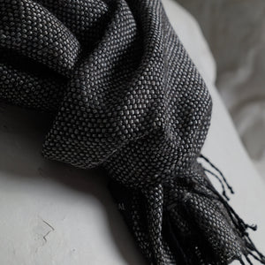 Linen alpaca scarf, 35x180 cm, silver metallic