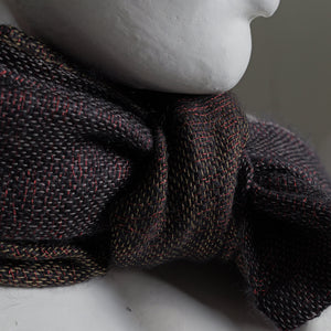 Cashmere mohair scarf, Double, 37x180 cm, black with red