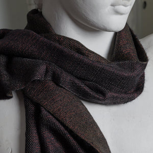Cashmere mohair scarf, Double, 37x180 cm, black with red