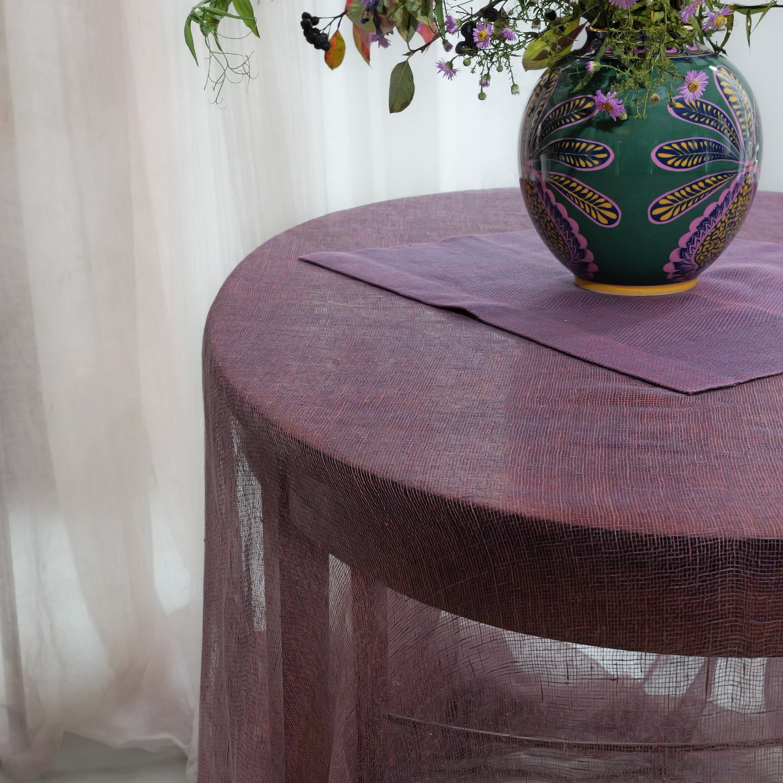 Linen tablecloth in rusty blue colour 180x280 cm