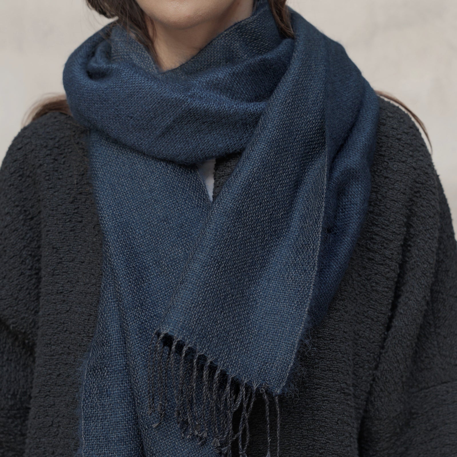 Cashmere scarf, Double, 36x180 cm, ocean blue