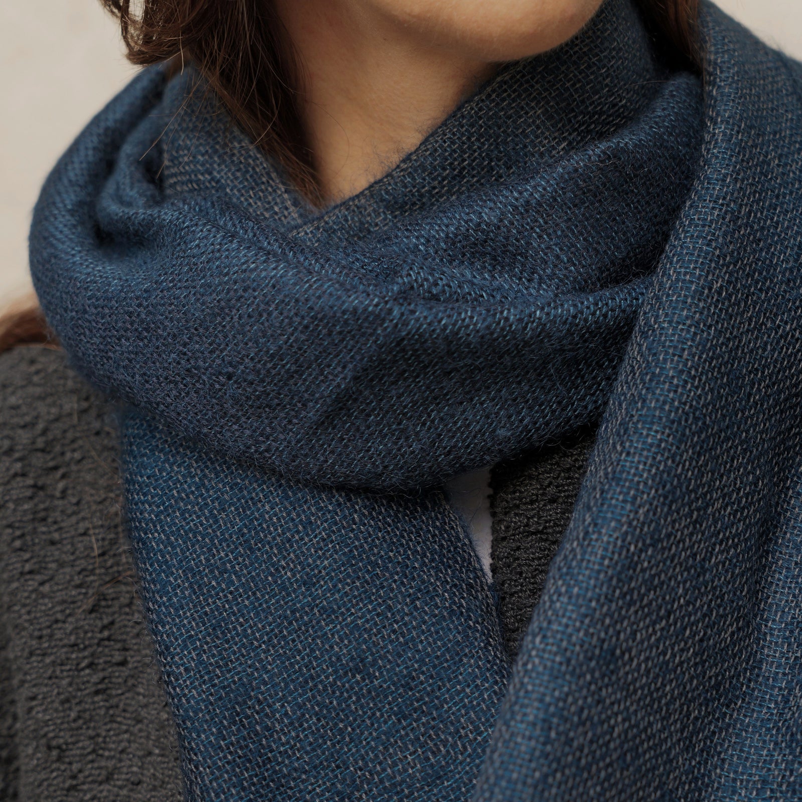 Cashmere scarf, Double, 36x180 cm, ocean blue