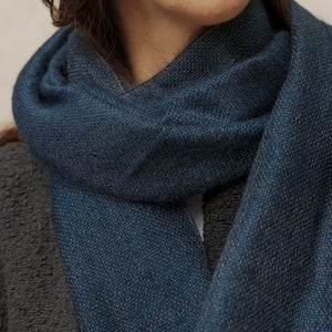 Cashmere scarf, Double, 36x180 cm, ocean blue