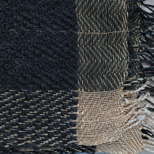 Linen alpaca throw in black and gold