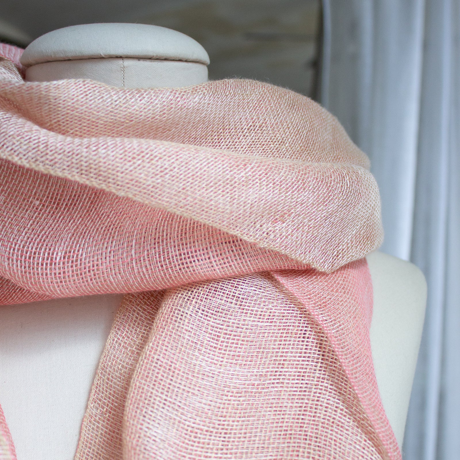 Double layer scarf in linengold 50x200cm