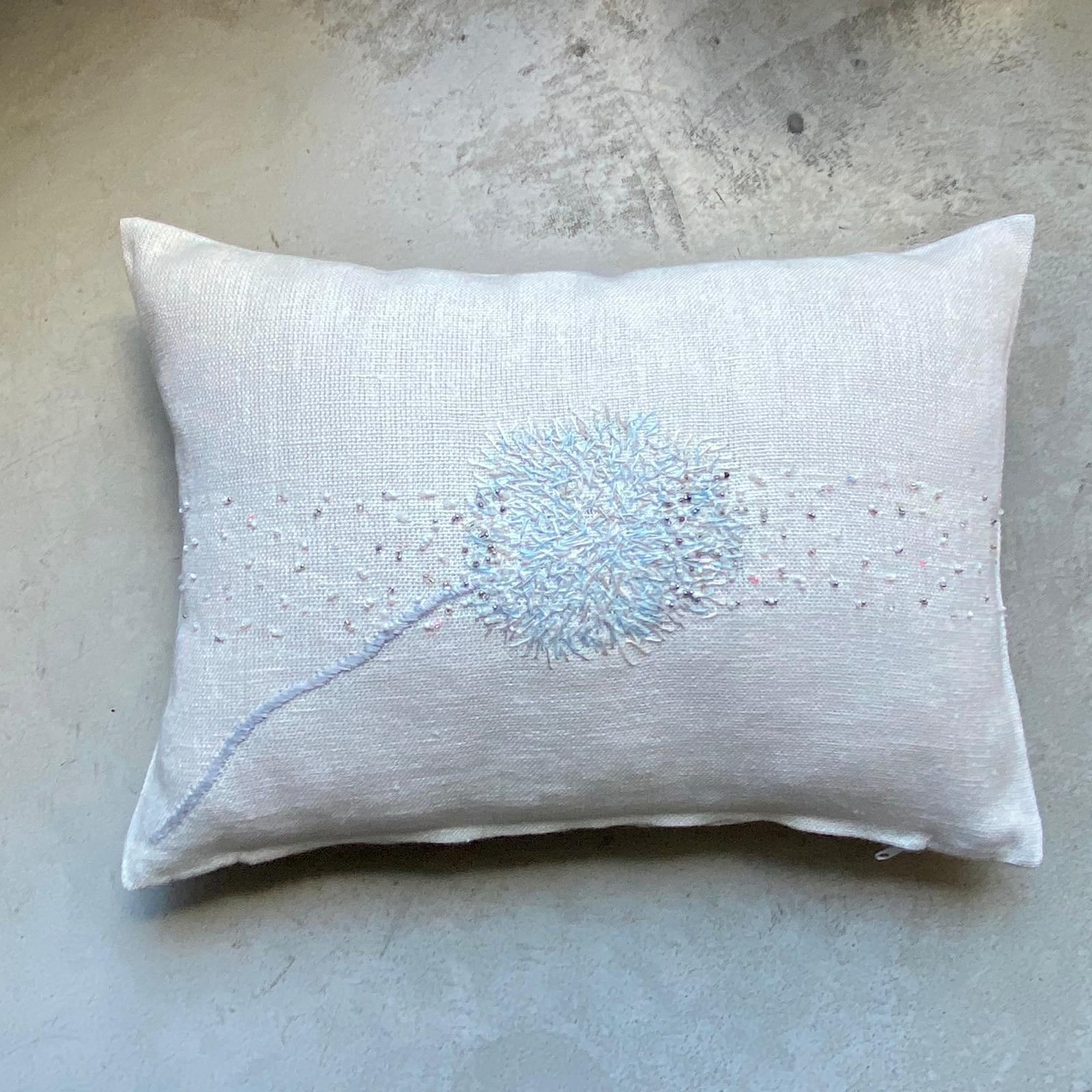 Linen cushion with embroidery 40x28 cm