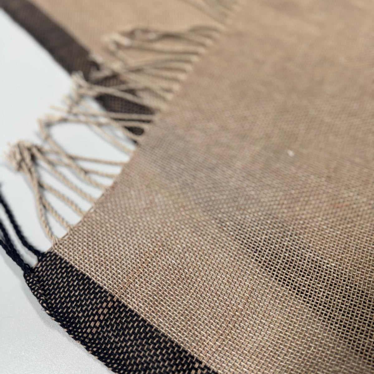 Tablecloth Anna in Beige with Black Hem 110x220 cm