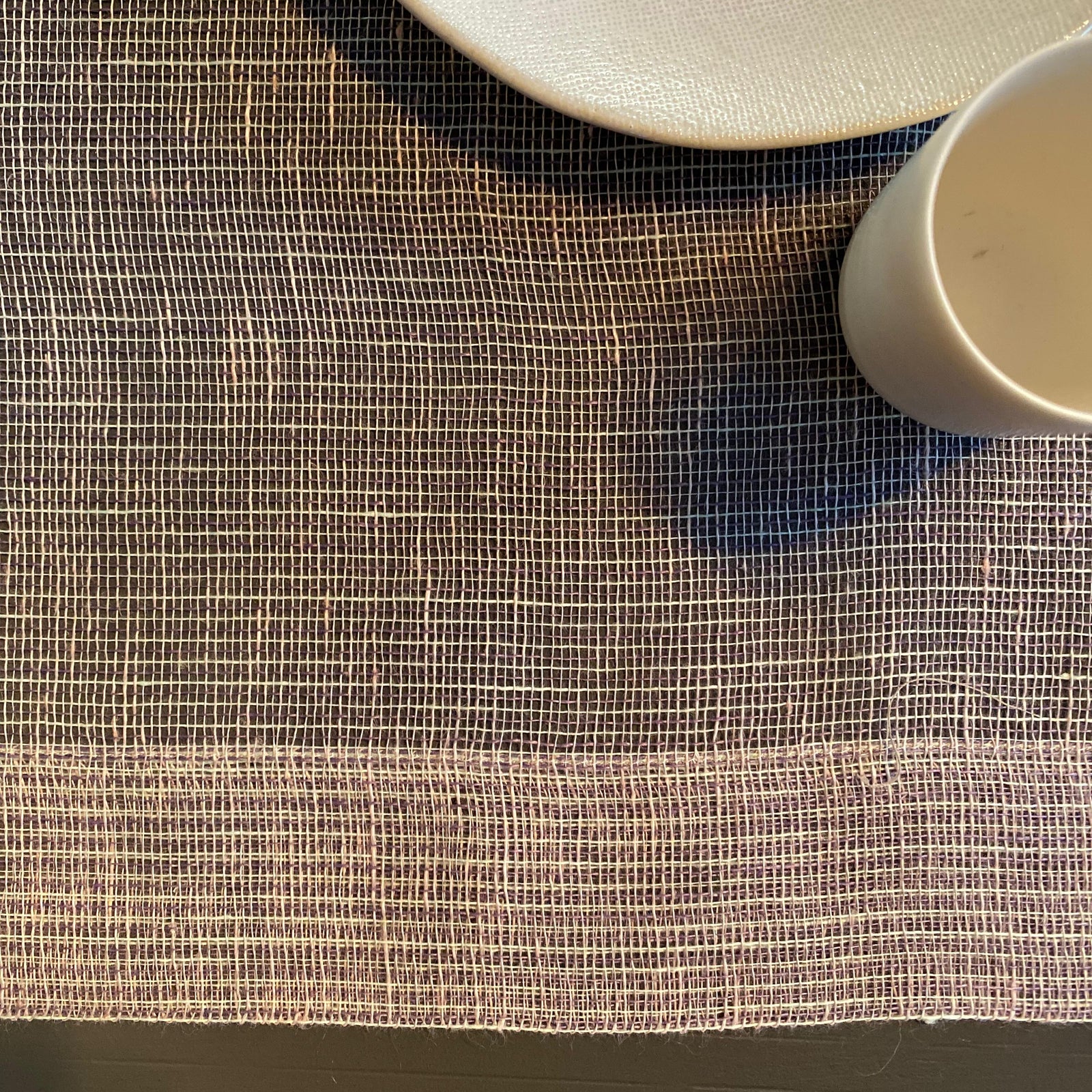 Table runner Tinita in Mint - Aubergine 50x150 cm