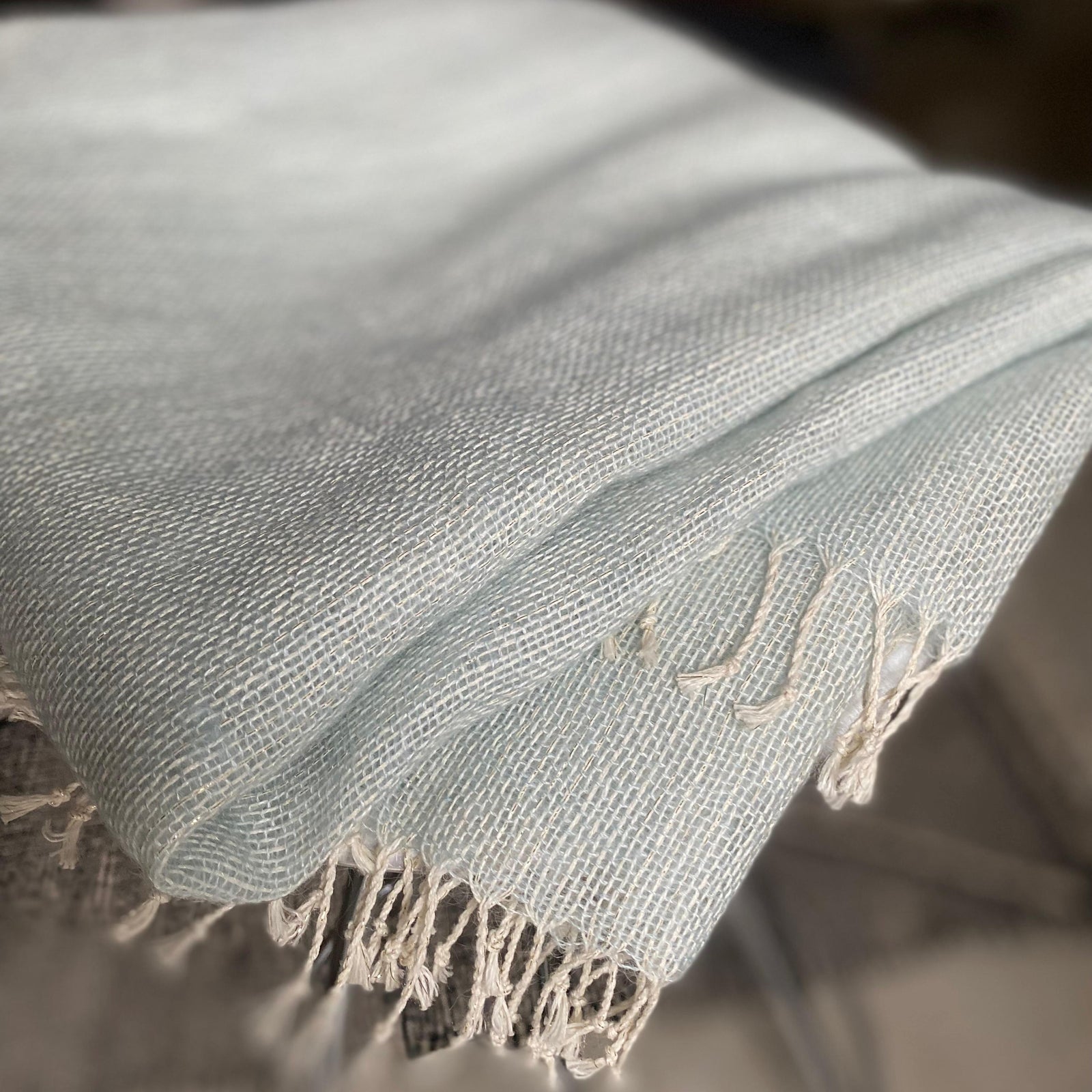 Linen Wool throw TR Gold Mix Pl Reg 105x220cm