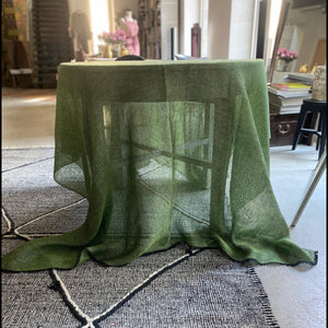 Linen tablecloth TR Black+SPGreen+zigs 180x230 cm
