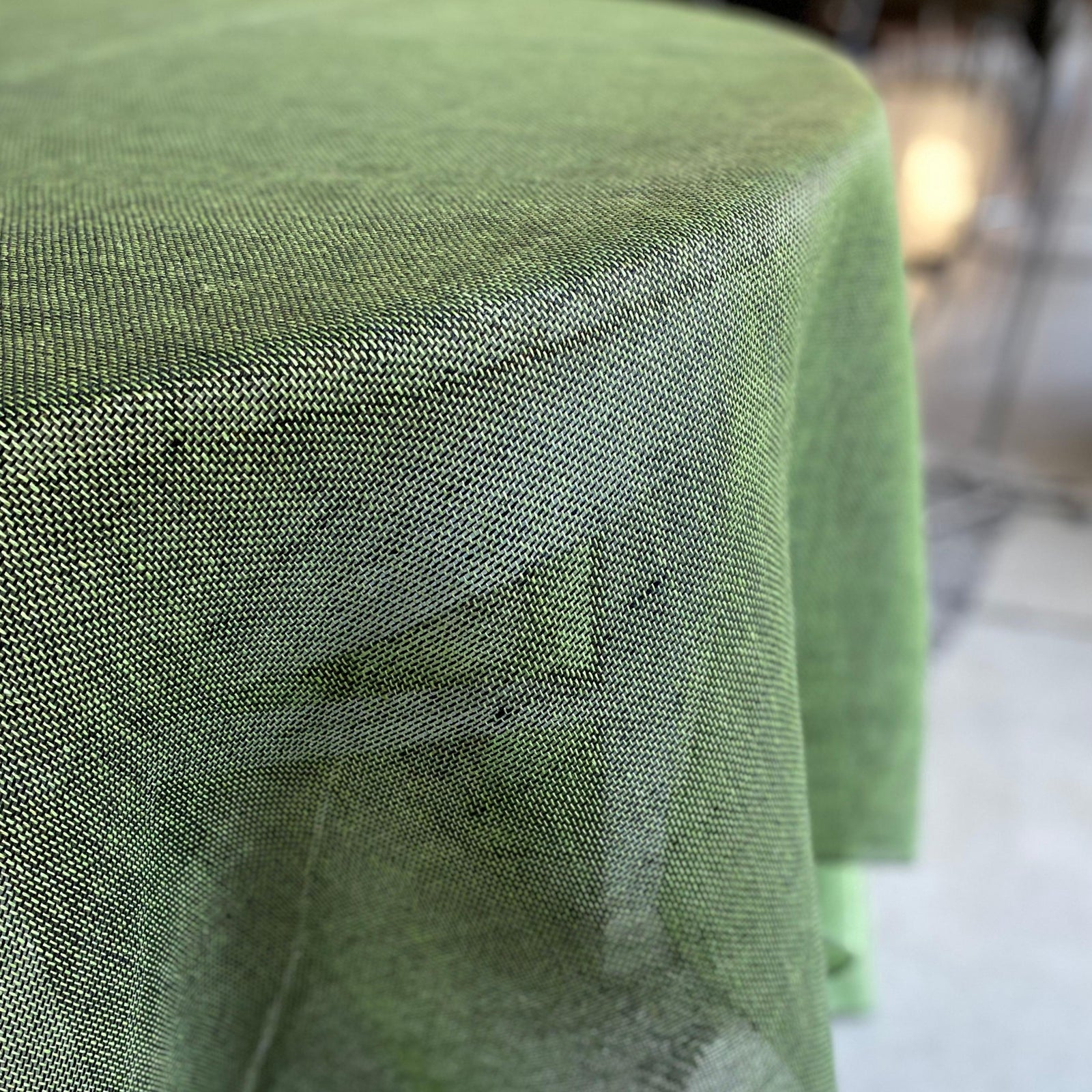 Linen tablecloth TR Black+SPGreen+zigs 180x230 cm