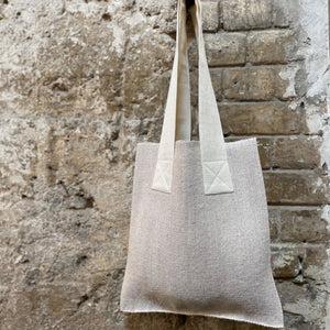 Linen shopper bag Primit in white 37x40 cm