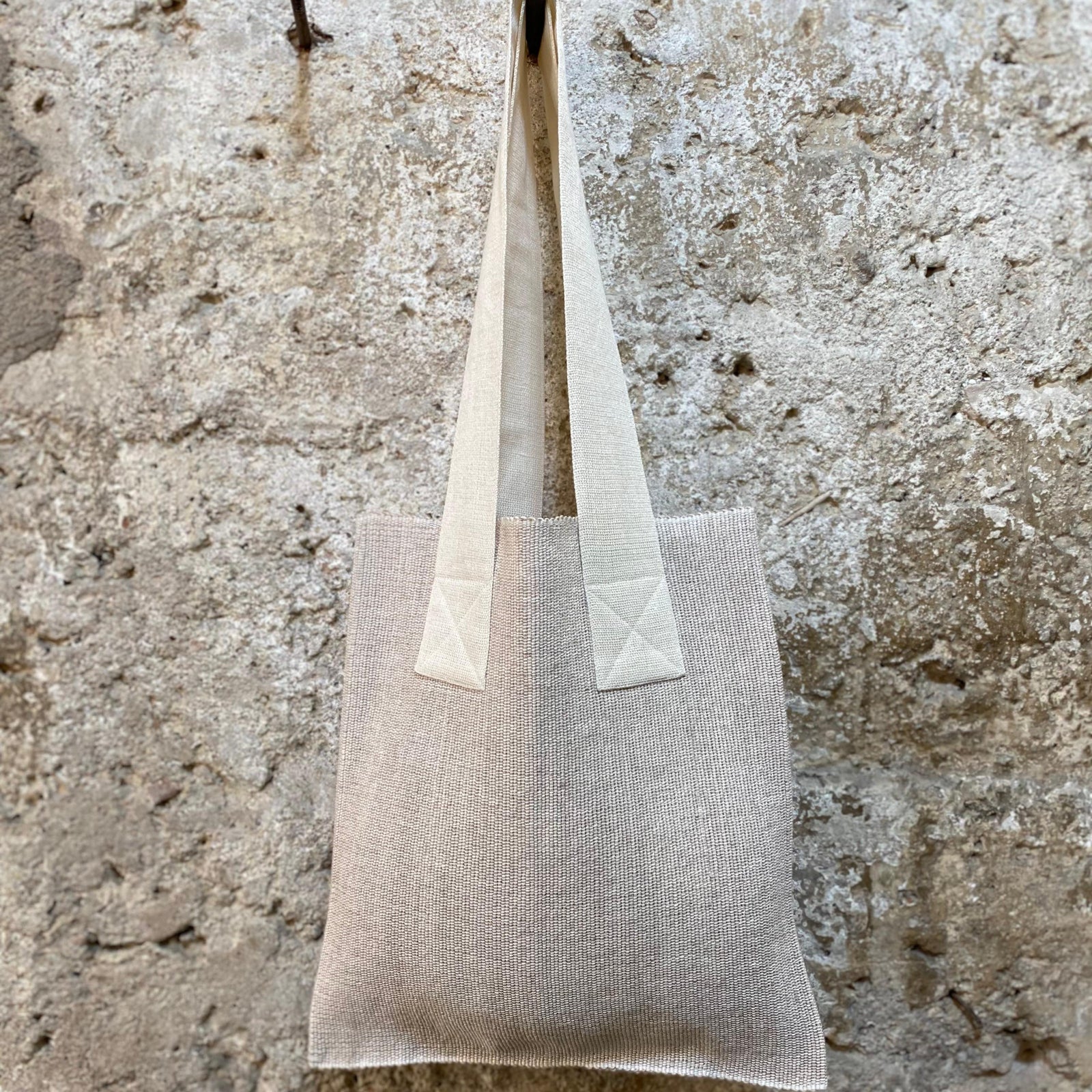 Linen shopper bag Primit in white 37x40 cm