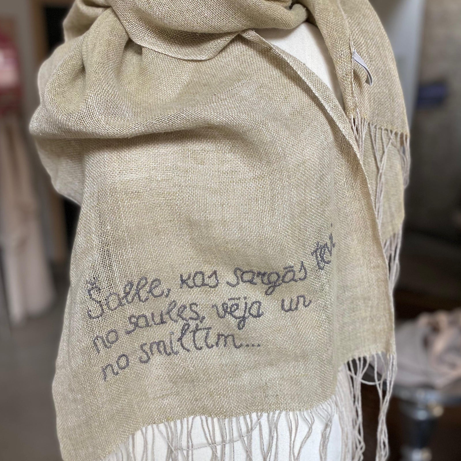 Linen scarf Transparent 45x200 cm
