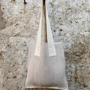 Linen shopper bag Primit in white 37x40 cm