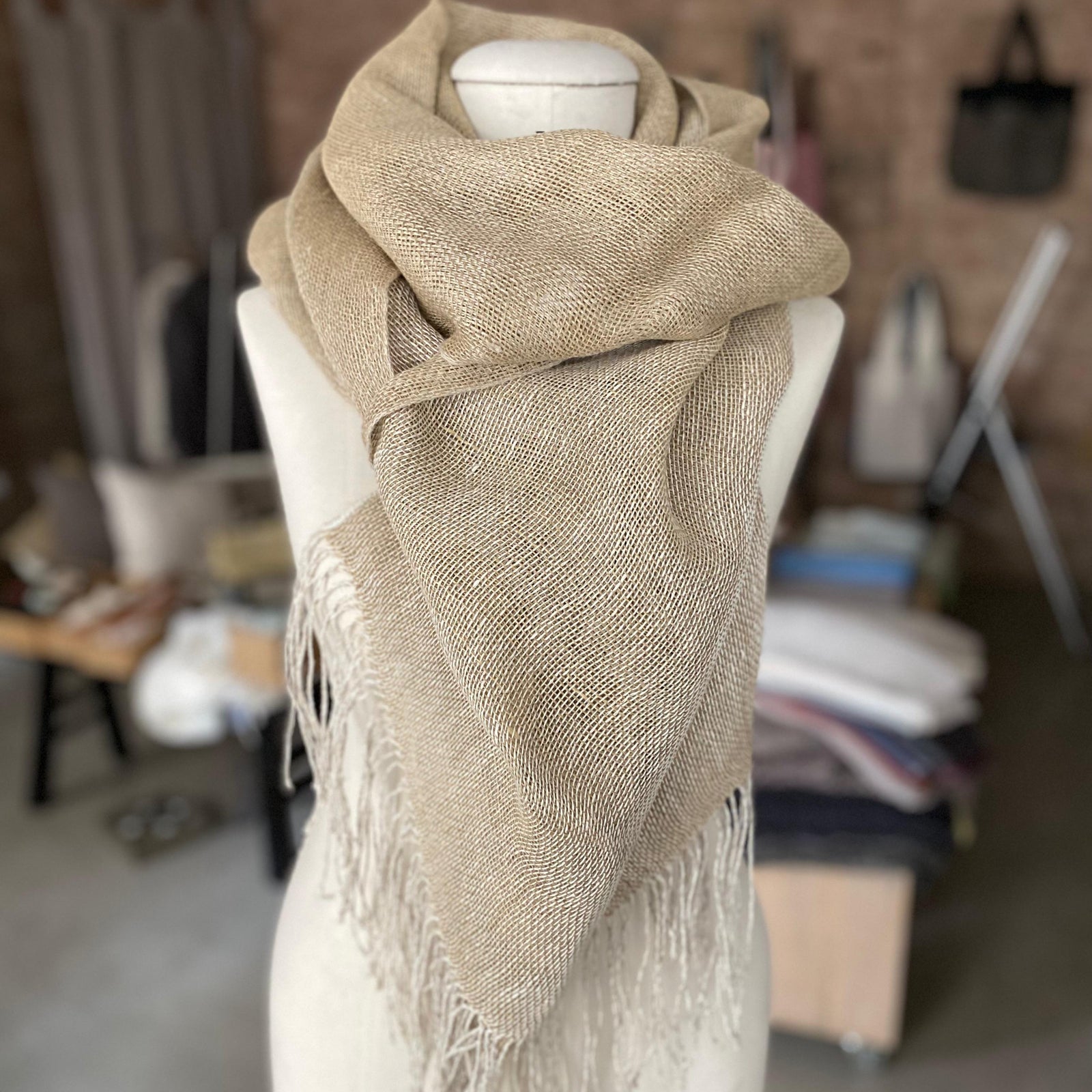 Linen scarf Dubl Dal Natural 70x220 cm
