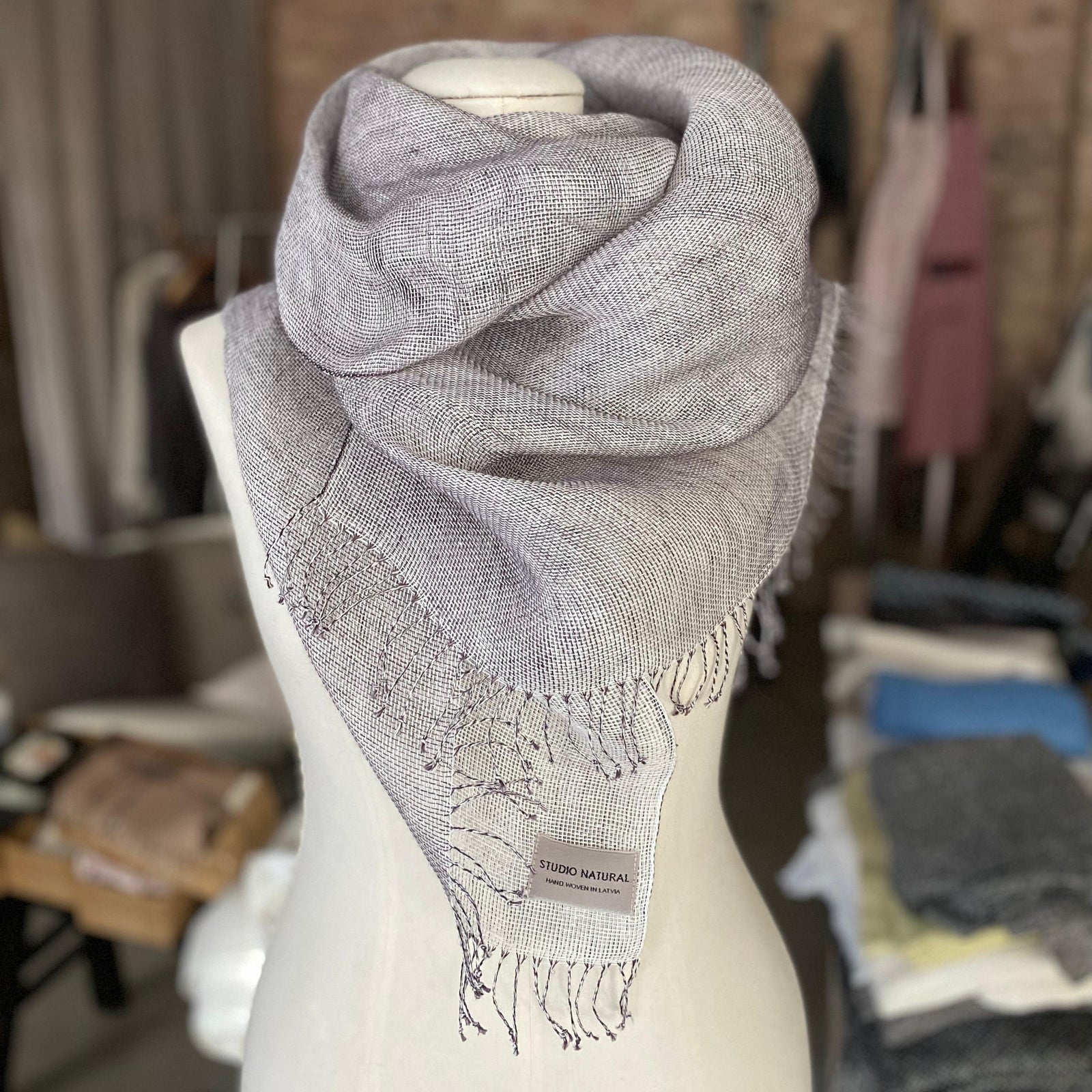 Double layer scarf blackwhite 50x200 cm