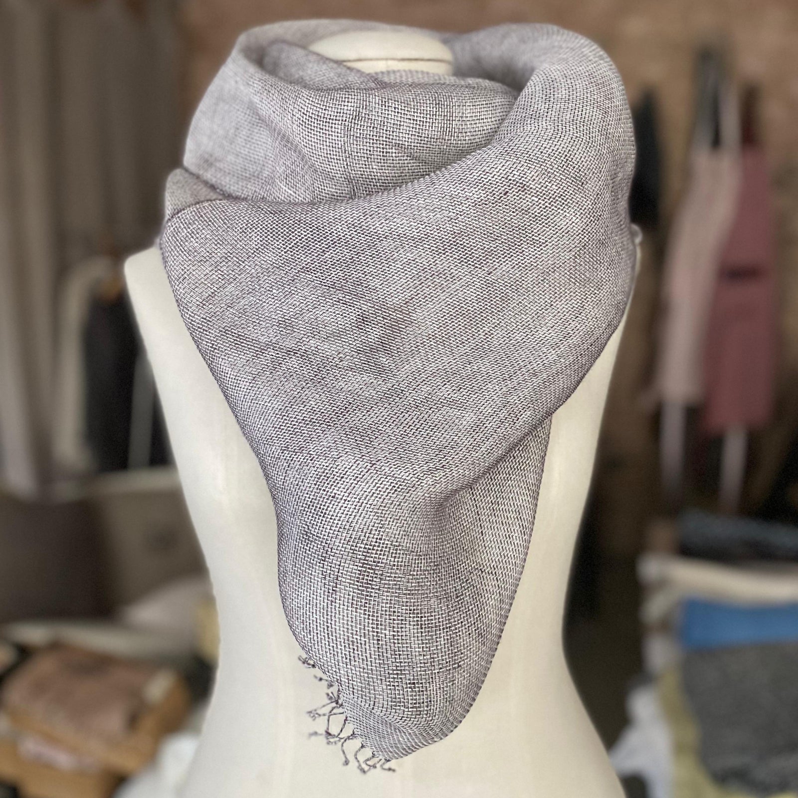 Double layer scarf blackwhite 50x200 cm