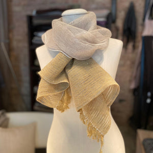 Linen scarf Tinita in green 50x200 cm