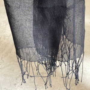 Linen scarf Transparent in black 70x250 cm