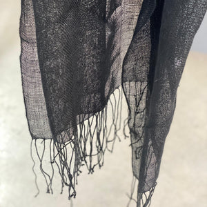 Linen scarf Transparent in black 70x250 cm