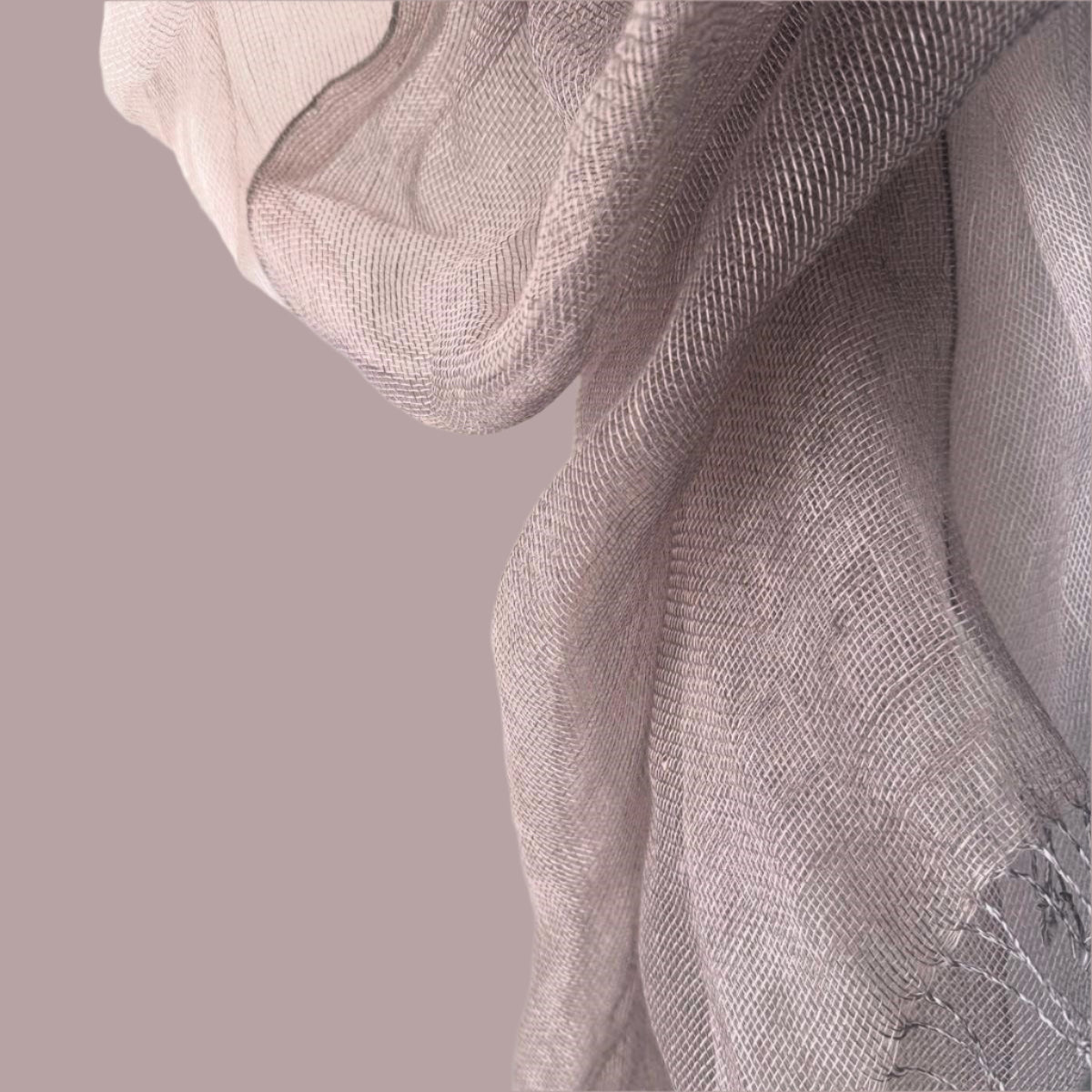 Double Layer Linen Scarf Tinita in pastel rose gray 50x200 cm