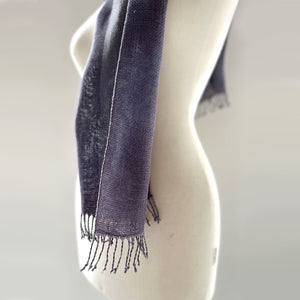 double layer linen scarf in violet 35x160 cm