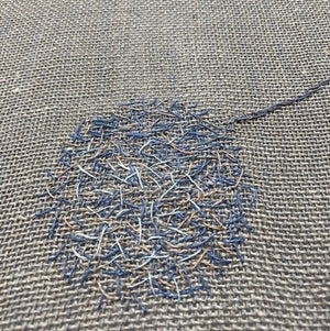 Linen table runner Anna Pienene 50x140cm with floral motif in natural grey