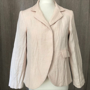 Handwoven Linen Jacket in powder with silk lining