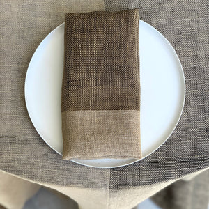 Linen napkin in natural and anthracite color 50x50cm