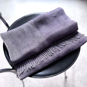 double layer linen scarf in violet 35x160 cm