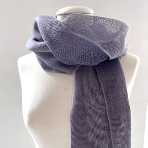 double layer linen scarf in violet 35x160 cm