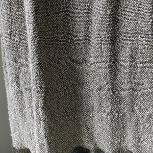 Hand woven boucle linen sarafan dress in anthracite grey and natural