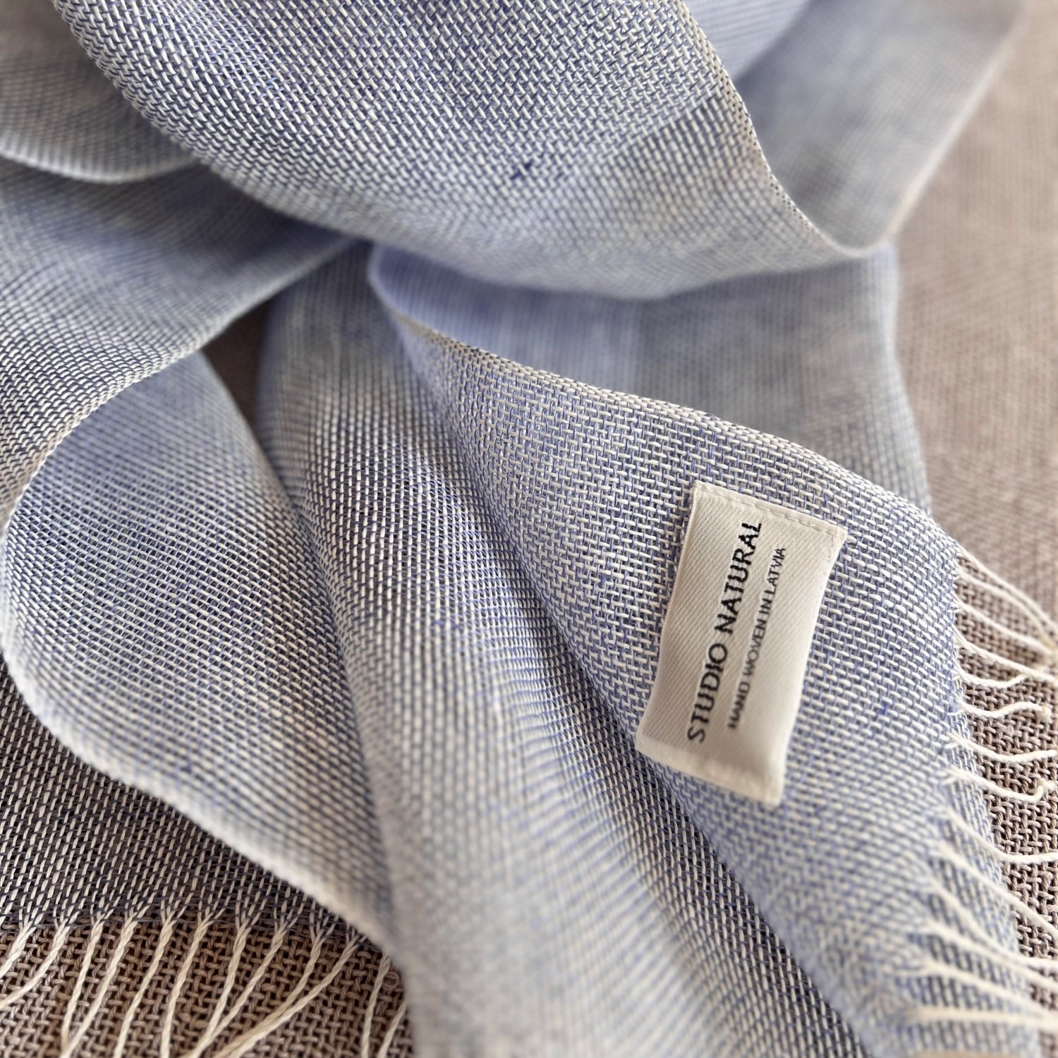 Handwoven Linen scarf in lavender 35x180 cm