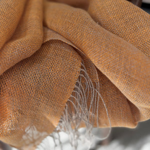 Handwoven Linen scarf Transparent in orange 60x210 cm