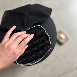 Handmade linen guest towel set in black 26x40 cm