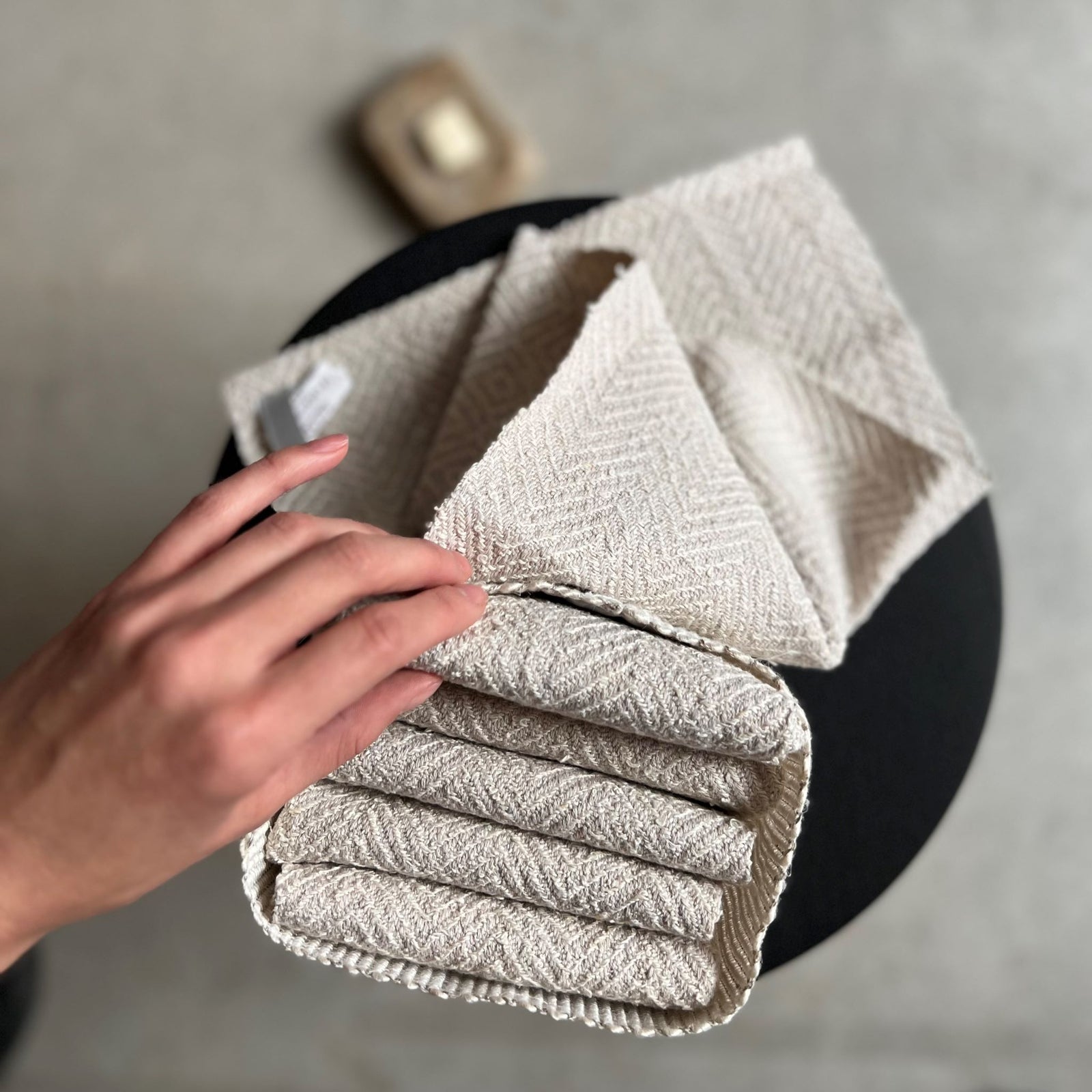 Handmade linen guest towel set in natural 26x40 cm