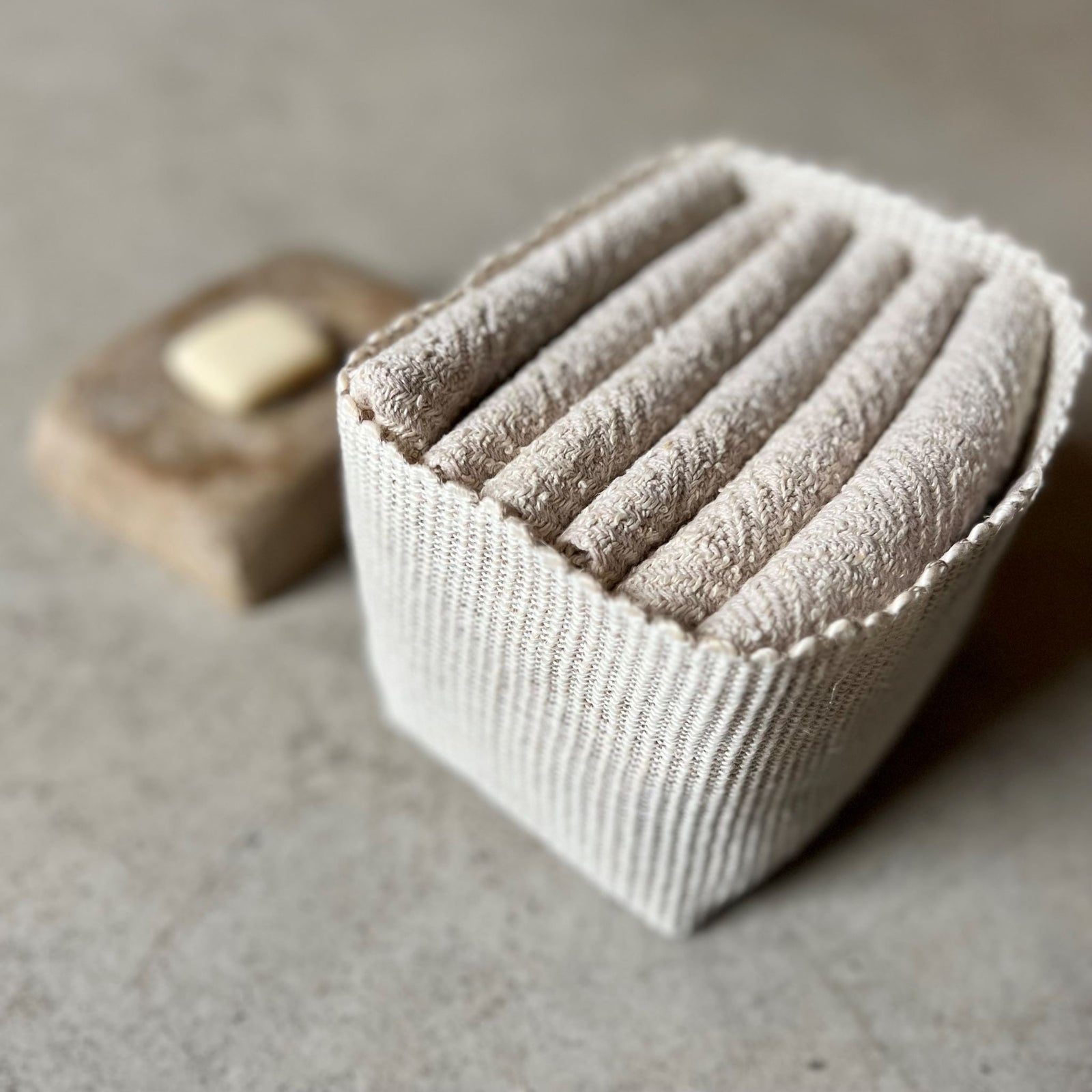 Handmade linen guest towel set in natural 26x40 cm