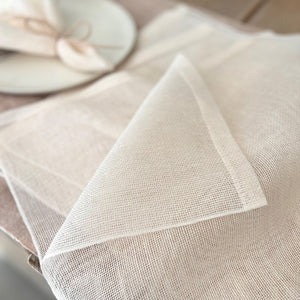 Handwoven Linen napkin Transparent in powder pink 40x40 cm