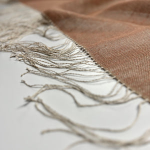 Handwoven linen tablecloth with fringes 120x120 cm in rust