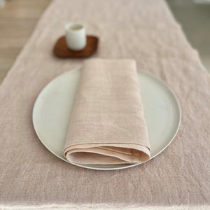 Handwoven Linen table runner Ieva in powder pink 50x150cm