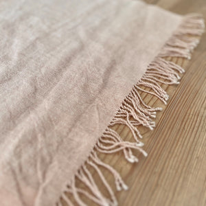 Handwoven Linen table runner Ieva in powder pink 50x150cm