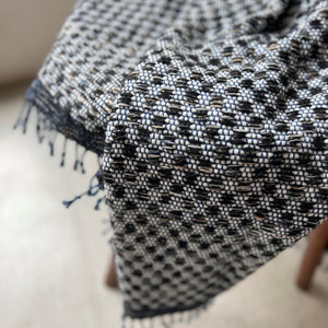 Handwoven Linen wool throw Chess 120x180 cm