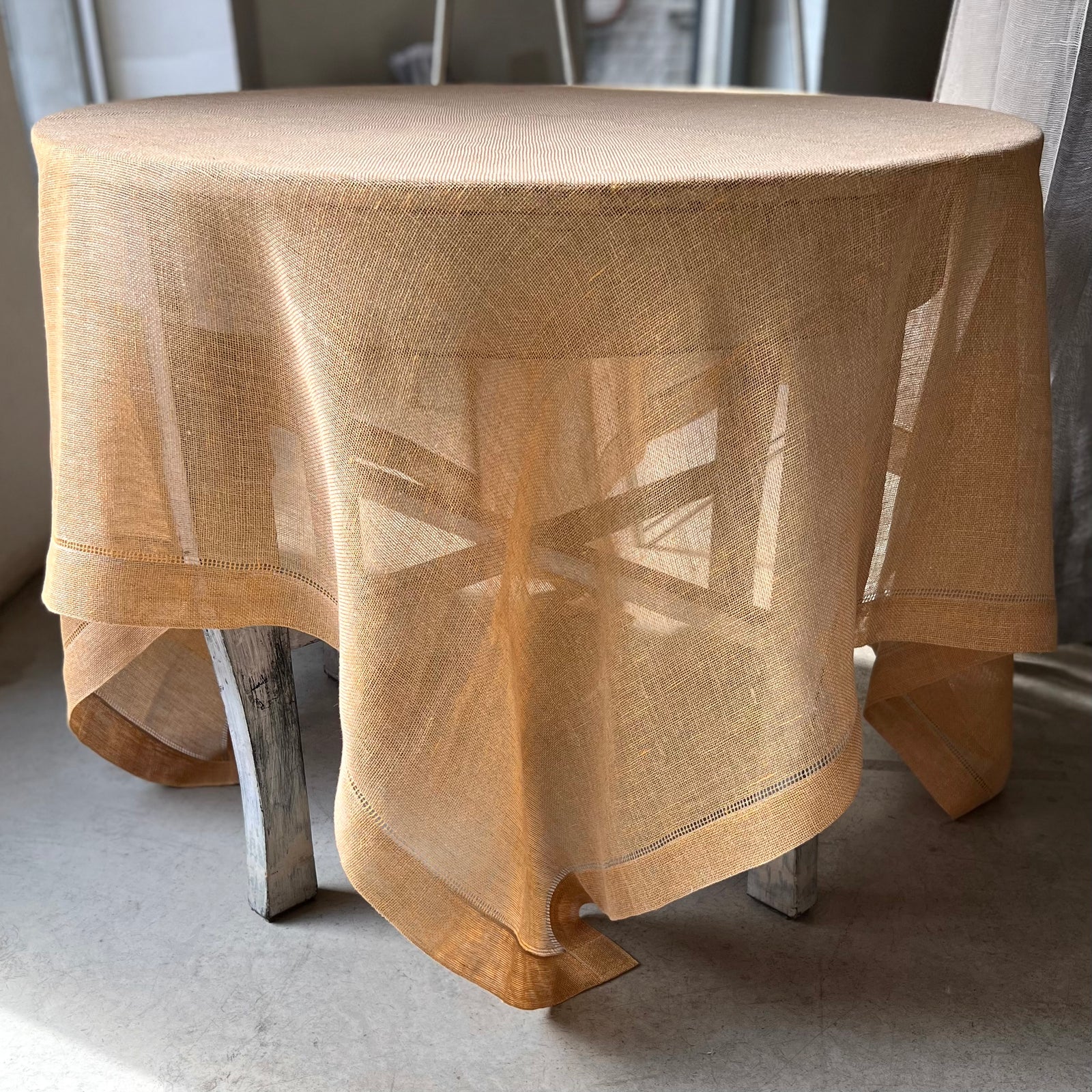 Linen tablecloth in orange 170x170/ 180x300 cm