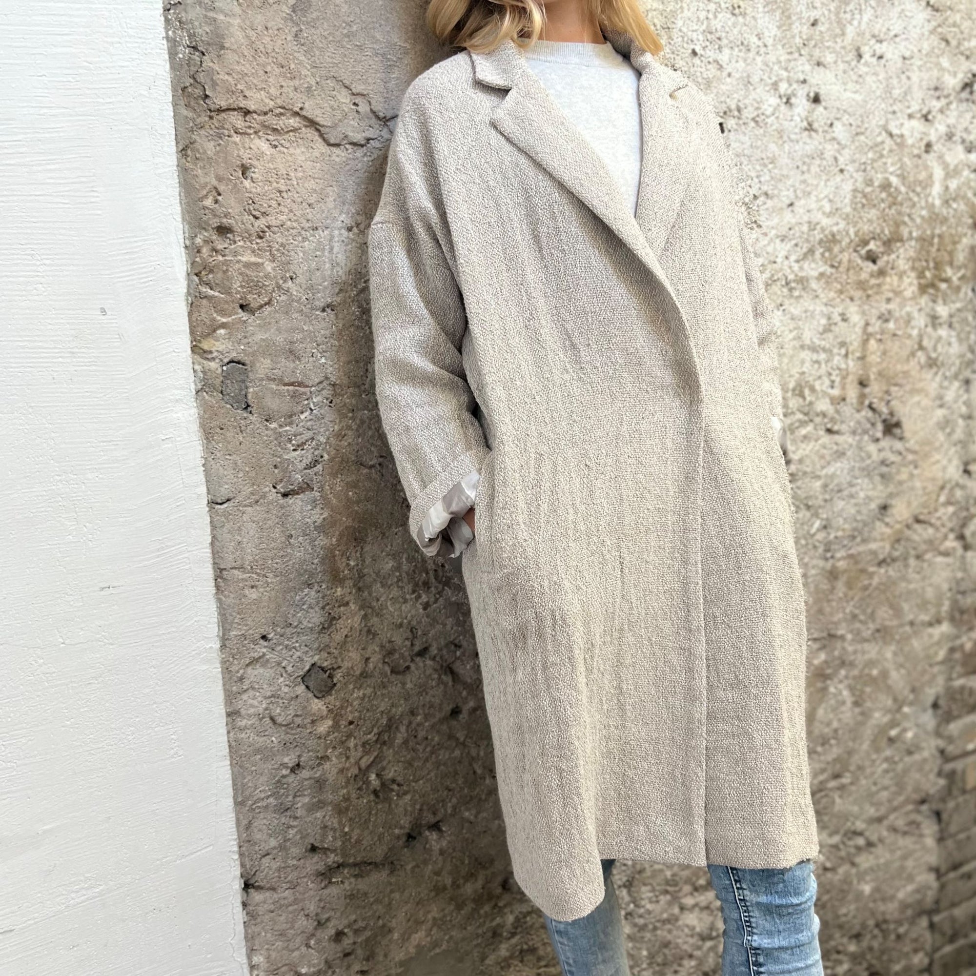 boucle linen coat