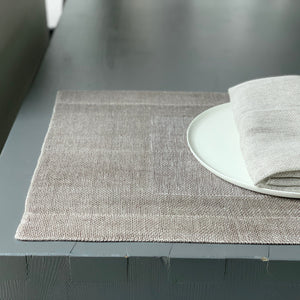Linen placemat with decoartive square 50x40cm in natural color