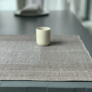 Linen placemat with decoartive square 50x40cm in natural color