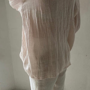 Women's crumpled linen shirt in powder