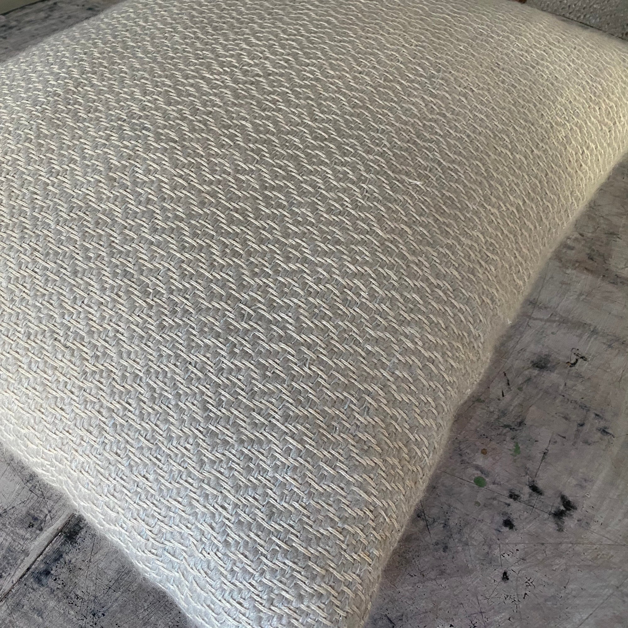 Linen Wool cushion Rombi 60x45cm in light grey with silver shine